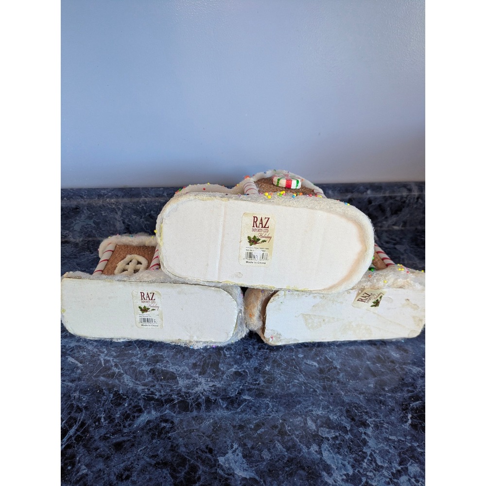 Raz Imports Gingerbread House Tabletop Christmas Decor Set of 3 Brown White 9" - Picture 6 of 6